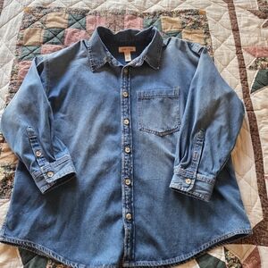 Men's Blue Denim Casual Button Down Shirt